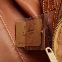 Pre Owned Alviero Martini 1A Classe Tan Coated Canvas and Leather Bauletto Boston Bag