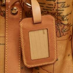 Pre Owned Alviero Martini 1A Classe Tan Coated Canvas and Leather Bauletto Boston Bag