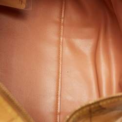 Pre Owned Alviero Martini 1A Classe Tan Coated Canvas and Leather Bauletto Boston Bag