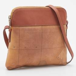 Pre Owned Alviero Martini 1A Classe Coated Canvas and Leather Zip Crossbody Bag