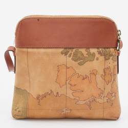 Pre Owned Alviero Martini 1A Classe Coated Canvas and Leather Zip Crossbody Bag