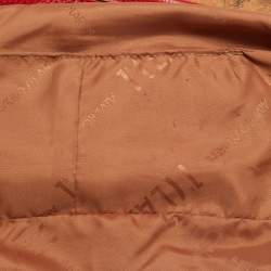 Pre Owned Alviero Martini 1A Classe Tan/Ted Geo Print Coated Canvas and Woven Leather Front Pocket Hobo