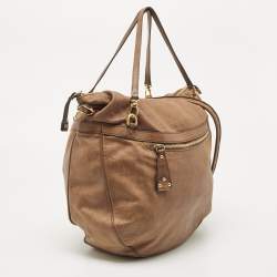 Pre Owned Alviero Martini 1A Classe Brown Map Embossed Leather Hobo