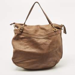 Pre Owned Alviero Martini 1A Classe Brown Map Embossed Leather Hobo