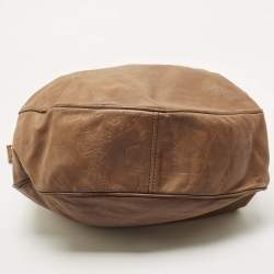 Pre Owned Alviero Martini 1A Classe Brown Map Embossed Leather Hobo