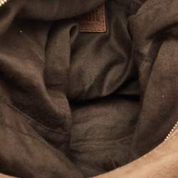 Pre Owned Alviero Martini 1A Classe Brown Map Embossed Leather Hobo