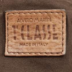Pre Owned Alviero Martini 1A Classe Brown Map Embossed Leather Hobo