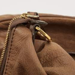 Pre Owned Alviero Martini 1A Classe Brown Map Embossed Leather Hobo