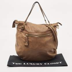 Pre Owned Alviero Martini 1A Classe Brown Map Embossed Leather Hobo