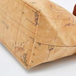 Pre Owned Alviero Martini 1A Classe Tan Geo Printed Coated Canvas Zip Shoulder Bag