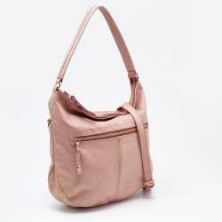 Alviero Martini 1A Classe Pink Geo Embossed Leather Zip Hobo