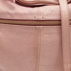 Alviero Martini 1A Classe Pink Geo Embossed Leather Zip Hobo