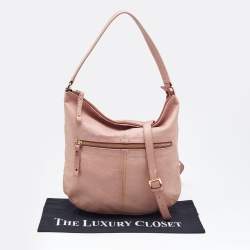 Alviero Martini 1A Classe Pink Geo Embossed Leather Zip Hobo