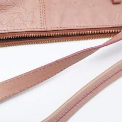 Alviero Martini 1A Classe Pink Geo Embossed Leather Zip Hobo