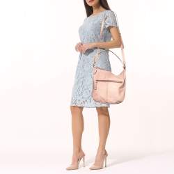 Alviero Martini 1A Classe Pink Geo Embossed Leather Zip Hobo