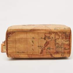 Pre Owned Alviero Martini 1A Classe Tan Geo Classic Print Coated Canvas and Leather Boston Satchel