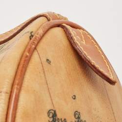 Pre Owned Alviero Martini 1A Classe Tan Geo Classic Print Coated Canvas and Leather Boston Satchel