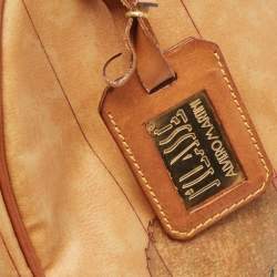 Pre Owned Alviero Martini 1A Classe Tan Geo Classic Print Coated Canvas and Leather Boston Satchel