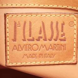Pre Owned Alviero Martini 1A Classe Tan Geo Classic Print Coated Canvas and Leather Boston Satchel
