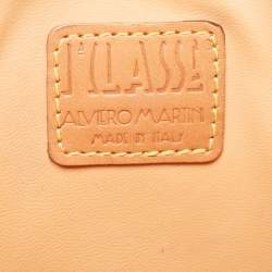 Alviero Martini 1A Classe Tan Geo Coated Canvas and Leather Flap Sling Backpack