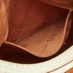 Pre Owned Alviero Martini 1A Classe White/Tan Geo Print Coated Canvas and Leather Front Pocket Hobo
