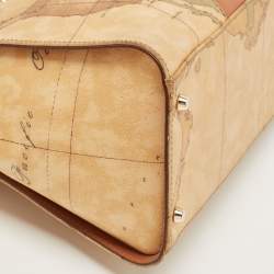 Pre Owned Alviero Martini 1A Classe Tan/Brown Geo Classic Print Coated Canvas and Leather Tote