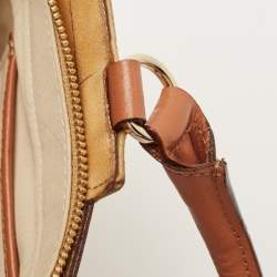 Pre Owned Alviero Martini 1A Classe Tan/Brown Geo Classic Print Coated Canvas and Leather Tote