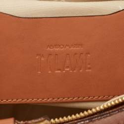 Pre Owned Alviero Martini 1A Classe Tan/Brown Geo Classic Print Coated Canvas and Leather Tote