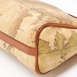 Pre Owned Alviero Martini 1A Classe Tan Geo Classic Print Coated Canvas and Leather Zip Crossbody Bag