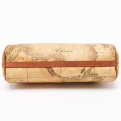 Pre Owned Alviero Martini 1A Classe Tan Geo Classic Print Coated Canvas and Leather Zip Crossbody Bag