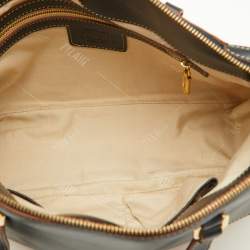 Pre Owned Alviero Martini 1A Classe Tan/Black Geo Print Coated Canvas and Leather Satchel