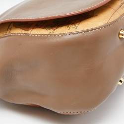 Alviero Martini 1A Classe Beige/Tan Geo Print Coated Canvas and Leather Zip Hobo
