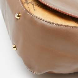 Alviero Martini 1A Classe Beige/Tan Geo Print Coated Canvas and Leather Zip Hobo