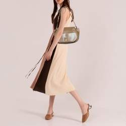 Alviero Martini 1A Classe Beige/Tan Geo Print Coated Canvas and Leather Zip Hobo