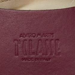 Alviero Martini 1A Classe Burgundy/Tan Geo Print Coated Canvas and Leather Crossbody Bag