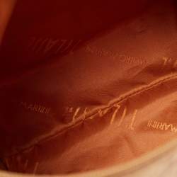 Pre Owned Alviero Martini 1A Classe Tan Geo Classic Print Coated Canvas and Leather Baguette Bag