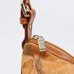 Pre Owned Alviero Martini 1A Classe Tan Geo Classic Print Coated Canvas and Leather Baguette Bag