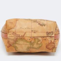 Pre Owned Alviero Martini 1A Classe Tan Geo Classic Print Coated Canvas and Leather Baguette Bag