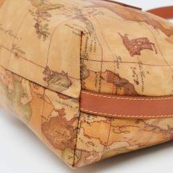 Pre Owned Alviero Martini 1A Classe Tan Geo Classic Print Coated Canvas and Leather Baguette Bag