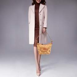 Pre Owned Alviero Martini 1A Classe Tan Geo Classic Print Coated Canvas and Leather Baguette Bag