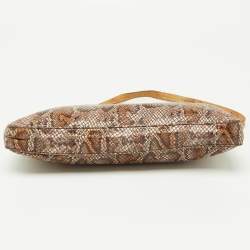 Alviero Martini 1A Classe Brown Python Embossed and Leather Zip Baguette Bag