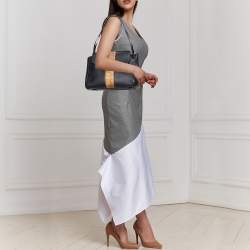 Pre Owned Alviero Martini 1A Classe Black/Tan Geo Print Coated Canvas and Leather Shoulder Bag