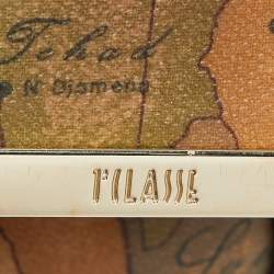 Pre Owned Alviero Martini 1A Classe Black/Tan Geo Print Coated Canvas and Leather Shoulder Bag