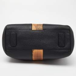 Pre Owned Alviero Martini 1A Classe Black/Tan Geo Print Coated Canvas and Leather Shoulder Bag