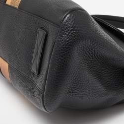 Pre Owned Alviero Martini 1A Classe Black/Tan Geo Print Coated Canvas and Leather Shoulder Bag