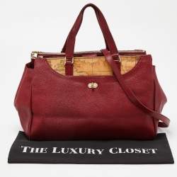 Alviero Martini 1A Classe Red/Beige Geo Print Coated Canvas and Leather Tote