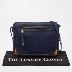 Alviero Martini 1A Classe Tan/Blue Geo Print Coated Canvas and Leather Crossbody Bag