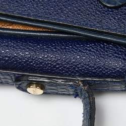 Alviero Martini 1A Classe Tan/Blue Geo Print Coated Canvas and Leather Crossbody Bag