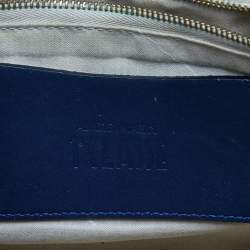 Alviero Martini 1A Classe Tan/Blue Geo Print Coated Canvas and Leather Crossbody Bag