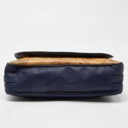 Alviero Martini 1A Classe Tan/Blue Geo Print Coated Canvas and Leather Crossbody Bag
